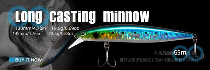 Floating Minnow Fishing Lure 120mm20g/145mm27g Flash Flake Wobbler Silent Assassin Floating Hard Bait For Pike Bass