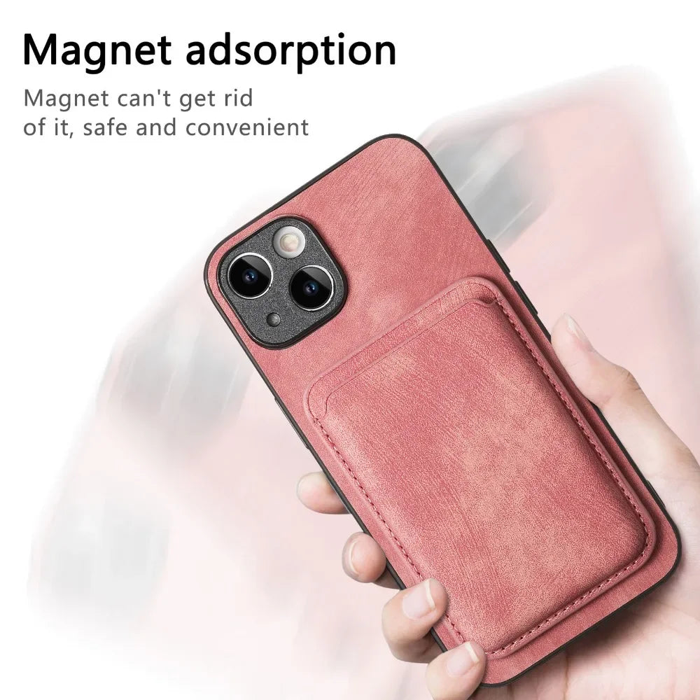 Vintage Leather Case with Detachable Magnetic Wallet Card Holder For iPhone 17 Air 16e 16 Pro Max 15 14 Plus 13 12 11