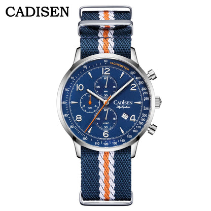 CADISEN New Men's Watches Top Luxury Quartz Watch For Men Canvas 0S10 Chronograph AR Mirror Waterproof Gift Men's Wristwatch