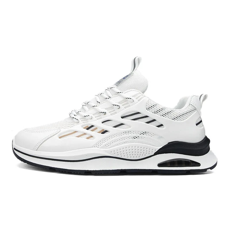 Men's Lightweight Wear-Resistant Sneakers, Anti-Slip Running Shoes, Casual White Footwear, Summer Outdoor Sports Shoes, New