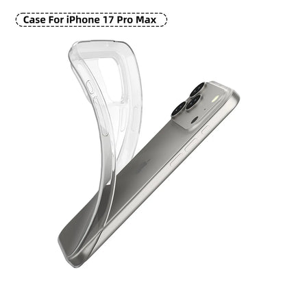 Ultra thin 0.9mm Case For iphone 17 pro max 17 air 16 16e Does not affect wireless charging highly transparent TPU soft cover