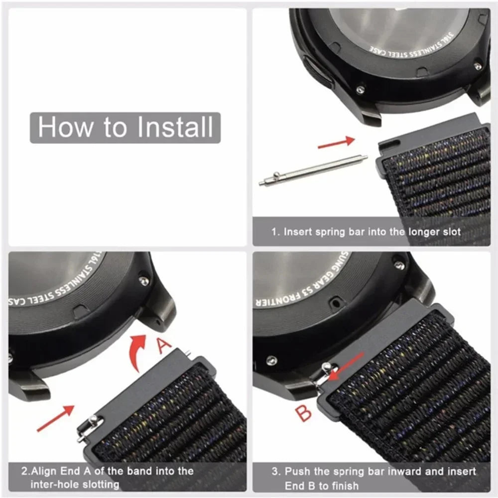 Nylon loop Band For Samsung Galaxy Watch 7 FE 6/5/pro/4/Classic/active 2 40-44mm 20mm/22mm sport bracelet huawei gt 2/e/3 strap