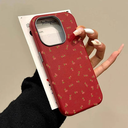 Retro Fashion Floral Leather Pattern Phone Case For iPhone 17 Air 16 15 14 13 12 11 Pro Max 16E 7 8 Plus XS SE2 Shockproof Cover