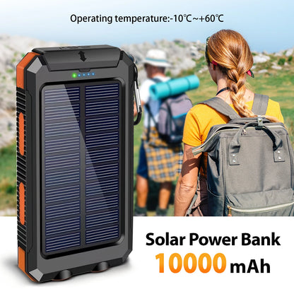 30000mAh Solar Power Bank Portable Charging Poverbank Dual 5V USB Ports 2 LED Light Flashlight for Iphone Outdoor Camping Hik