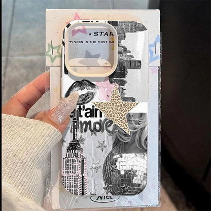 Stylish Phone Case For iPhone 17 11 13 12 15 14 16 Pro Max XS XR X 7 8 Plus 17 Air Eiffel Tower Light Ball Lychee Texture Cover
