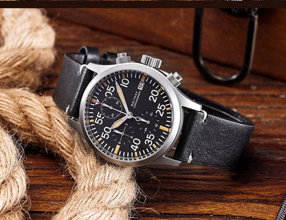 Baltany 39mm Military Chronograph Watch Man S5045 Sapphire Crystal 10ATM Stainless Steel VK67 Calendar Retro Quartz Wristwatches