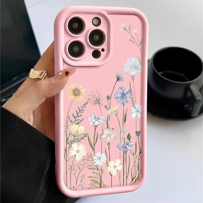 IPhone 17 16e 15 16 Pro Max 14 13 12 Pro Max 15 16 Plus Air 11 Case Flowers Pattern Shockproof Soft TPU Silicone Phone Cover