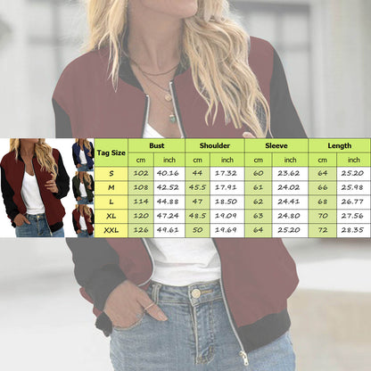 Autumn Bomber Jacket For Women Fashion Flower Print Outwear Stand Collar Zipper Baseball Coat Elegant Slim Basic Ladies Jackets