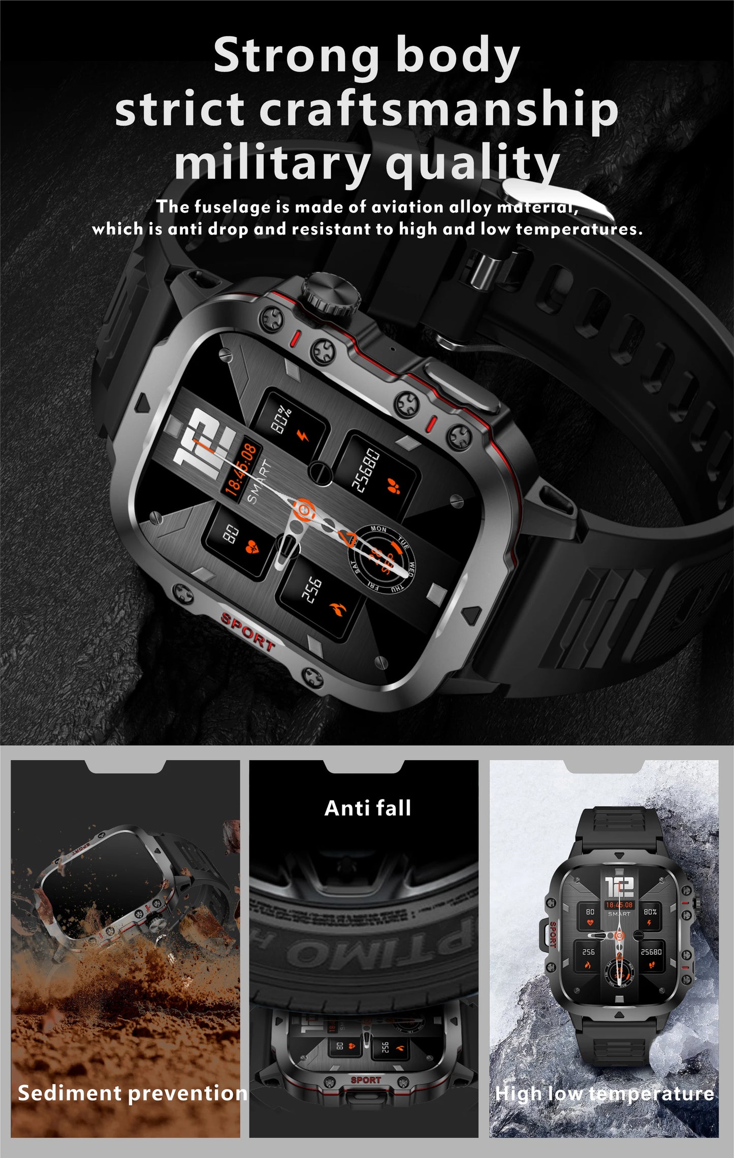 LIGE Outdoor Smart Watch Men 2.01" Screen 3AT Waterproof Watches Bluetooth Call Ai Voice Sport Smartwatch For Android Xiaomi IOS
