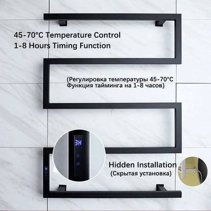 Electric Towel Rack.Bathroom Electric Heated Towel Rail.Smart Towel Warmer.Creative Bath Towel Radiator.Hidden Wire