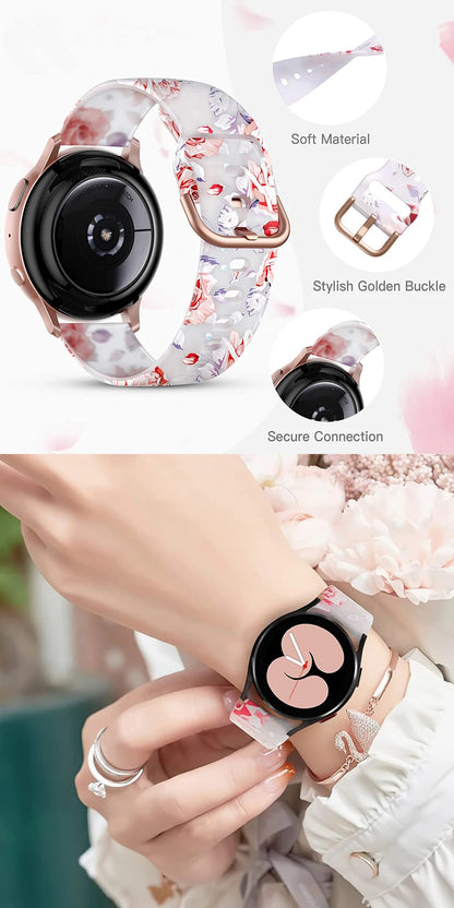 20mm Floral Band For Huami Amazift GTS 4/2/2e/3/GTS2 Mini/GTR 42mm Watch Bracelet Amazfit Bip 3 Pro Transparent Silicone Strap