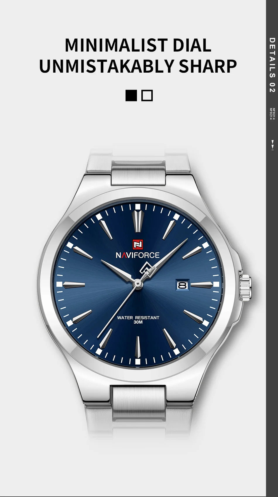 NAVIFORCE Original Design Fashion Men's Watches Stainless Steel Simple Calendar Male Waterproof Wristwatches Relogio Masculino