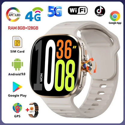 Smart Watch 720*720 AMOLED 2.40 inch Screen Video Call 8GB+128GB RAM 2100 mAh Google Play WIFI GPS Smartwatch