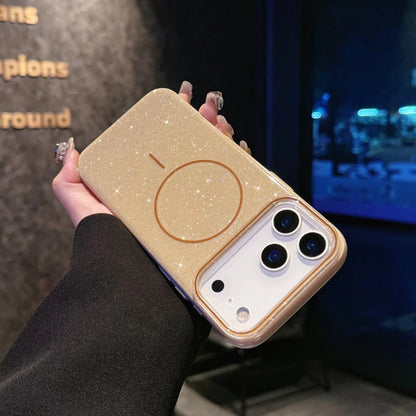 Luxury Glitter Bling Ultra Thin Phone Case For iPhone 17 16 15 14 Plus 17 Pro Max Magsafe Wireless Charge Shockproof Hard Cover