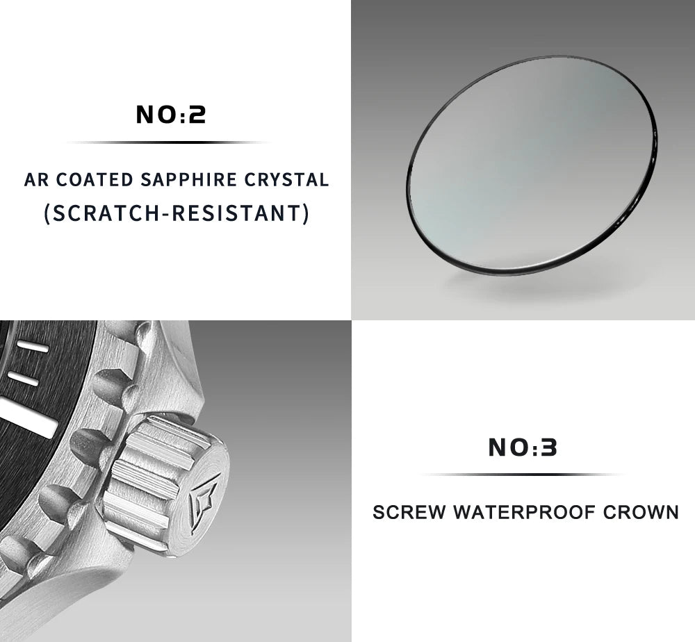 CADISEN AQUA DIVER Brand Luxury Men Watches Automatic Watch Japan NH35A 100M Waterproof Luminous Mechanical Wristwatch