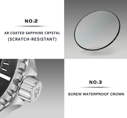 CADISEN AQUA DIVER Brand Luxury Men Watches Automatic Watch Japan NH35A 100M Waterproof Luminous Mechanical Wristwatch