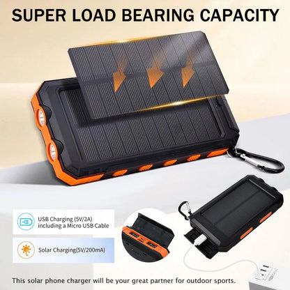 30000mAh Solar Power Bank Portable Charging Poverbank Dual 5V USB Ports 2 LED Light Flashlight for Iphone Outdoor Camping Hik