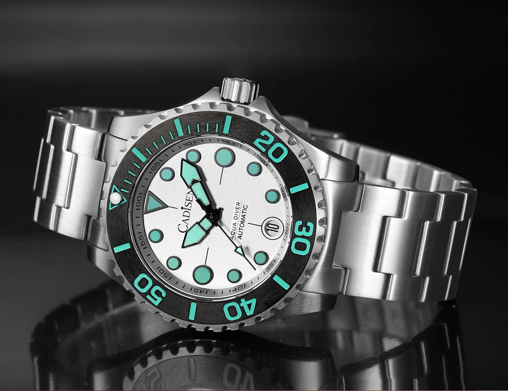 CADISEN AQUA DIVER Brand Luxury Men Watches Automatic Watch Japan NH35A 100M Waterproof Luminous Mechanical Wristwatch