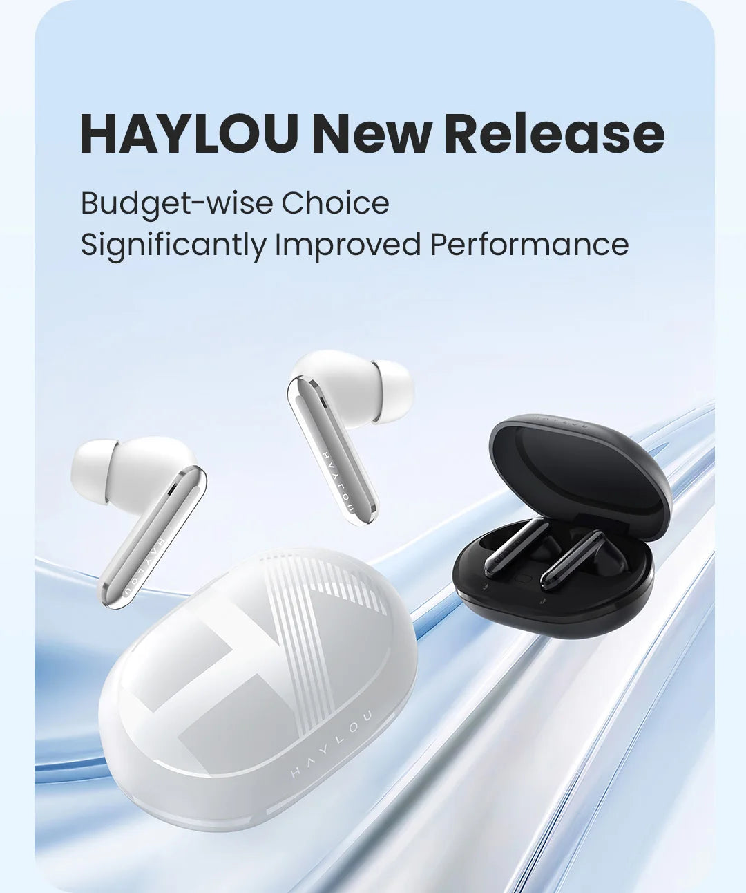 HAYLOU Mori Pro Bluetooth 5.4 Earphones Wireless  43dB Adaptive Hybrid ANC Hi-Res LDAC Earbuds 6 Mic Headphones 28H Battery Life