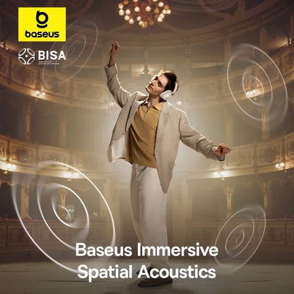 Baseus Bowie H1s Wireless Headphones Bluetooth 5.4 Noise Canceling 46dB Over Ear Headset Hi-Res Spatial Audio Earphone 120H Time