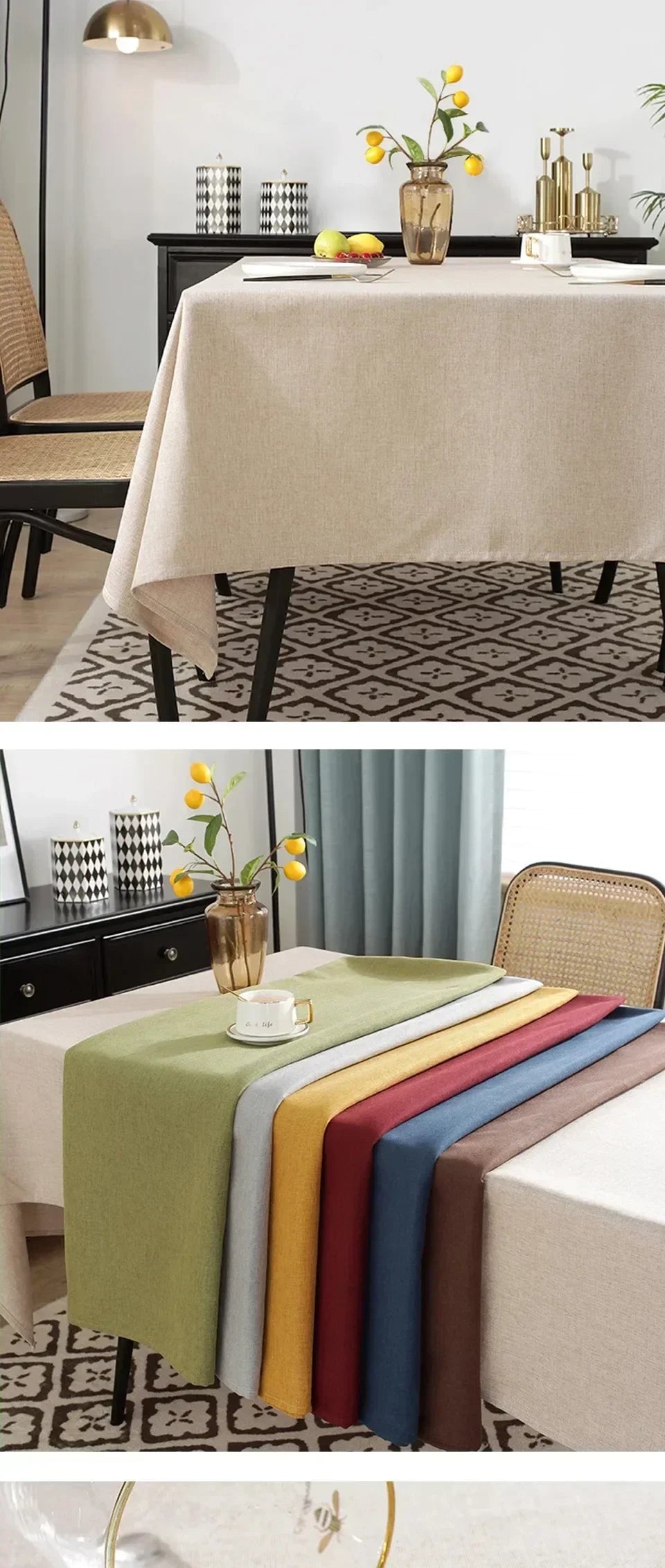 Waterproof Oilproof Kitchen Dining Tablecloth Solid Color Rectangle Tablecloth Cover Mat Oilcloth Antifouling Home Decoration