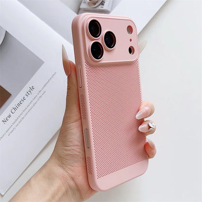 Thin Cooling Heat Dissipation Phone Case For iPhone 17 16 15 14 13 12 11 Pro Max Plus Breathable Hard Back Solid Color Cover