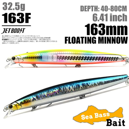 32.5g 163F Sea Floating Minnow Fishing Lure 163mm Tungsten  Weight Saltwater Hard Baits For Pike Sea Artificial Bait Tackle