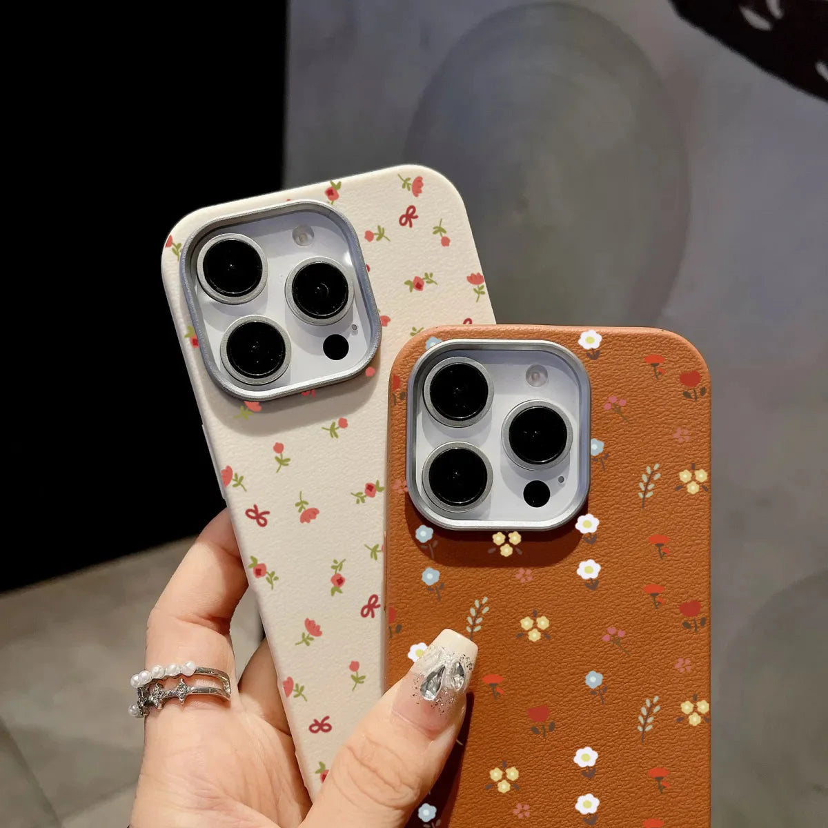 Retro Fashion Floral Leather Pattern Phone Case For iPhone 17 Air 16 15 14 13 12 11 Pro Max 16E 7 8 Plus XS SE2 Shockproof Cover