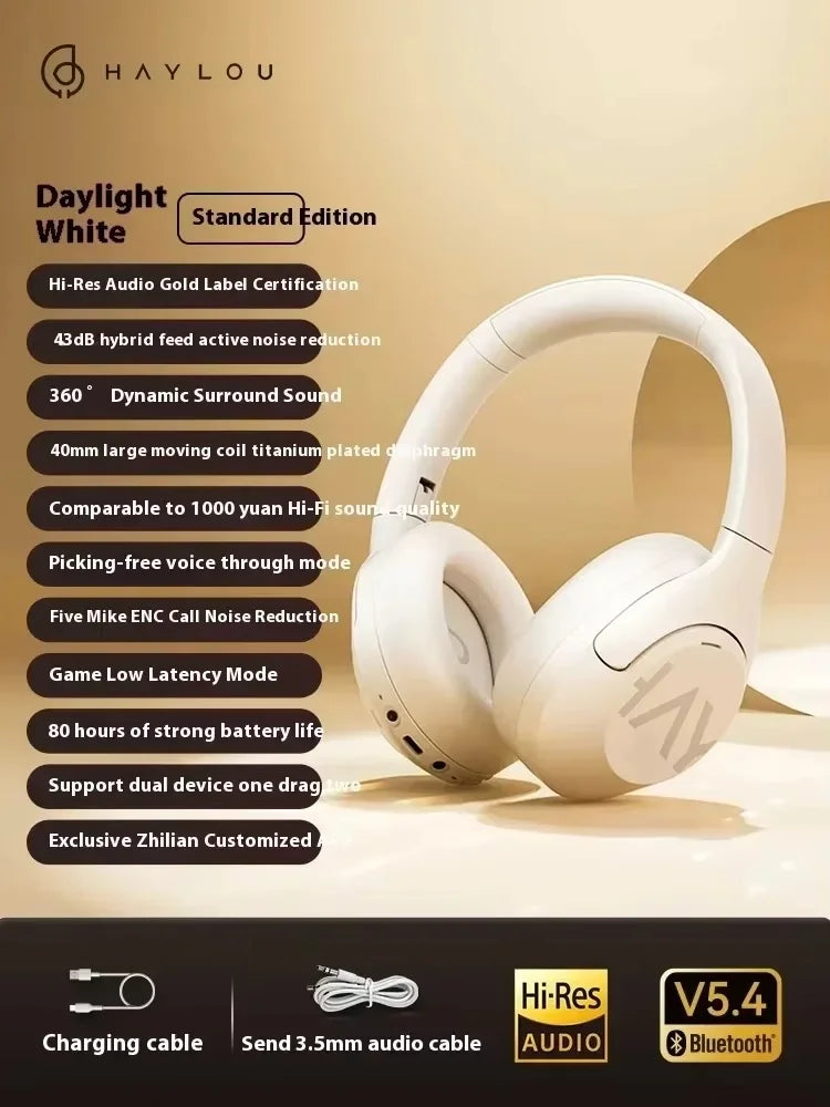 HAYLOU S30 Pro Headphone With Mic Active Noise Reduction Bluetooth 5.4 Long Battery Life HiFi 40mm Dynamic Gaming Headset Custom