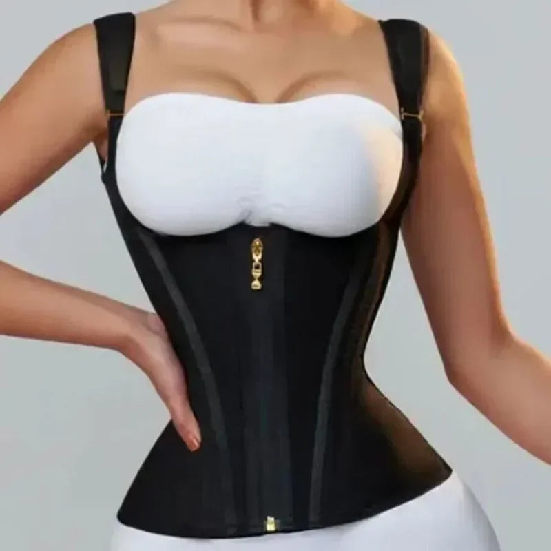 Body Shaper Shapewear Women Vest Tops Double Compression Waist Trainer Corset Adjustable Zipper and Hook-eyes