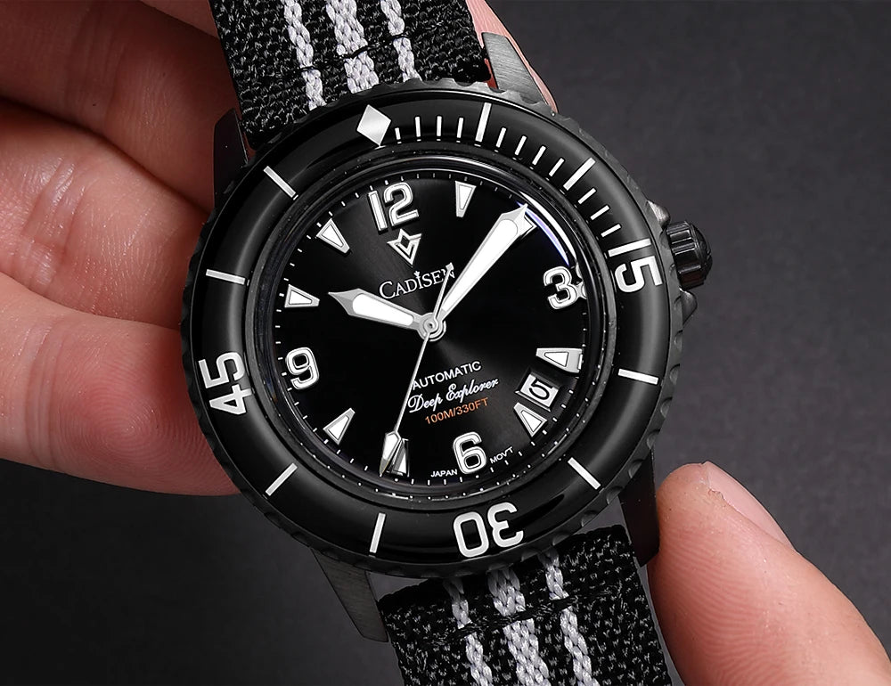 CADISEN Deep Explorer Automatic Mechanical Watch Man Canvas Strap Wristwatch MIYOTA  Luxury Luminous Waterproof Watches