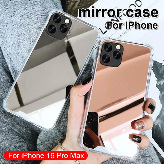 Mirror Phone Cases For IPhone 17 16 15 14 13 12 11 Pro Max Xr Xs 8 7 Plus SE2/SE3 Shockproof Soft TPU Cover