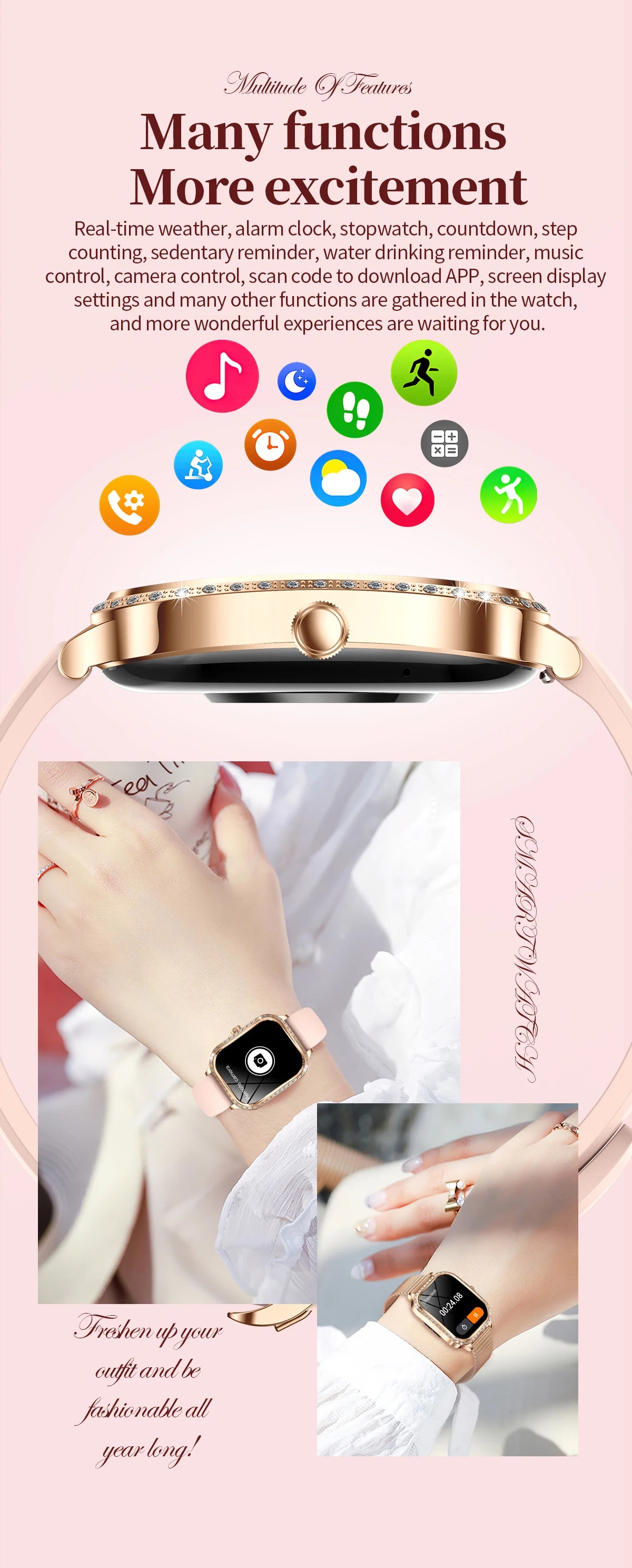 Xiaomi 1.75' AMOLED Smartwatch Women Men Bluetooth Call IP68 Waterproof Weather Menu Heart Rate Step Fitness Sports Smart Watch