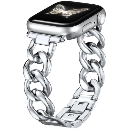 Metal Chain Link Compatible For Apple Watch Band Series Women Men Classic Watch Strap Replacement Accessories Smartwatch Bands
