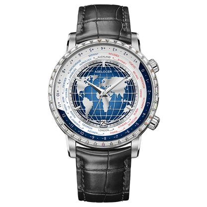 AGELOCER Original World Time Watch Men's Luxury Business Formal Automatic Mechanical Watch Birthday Gift for Men