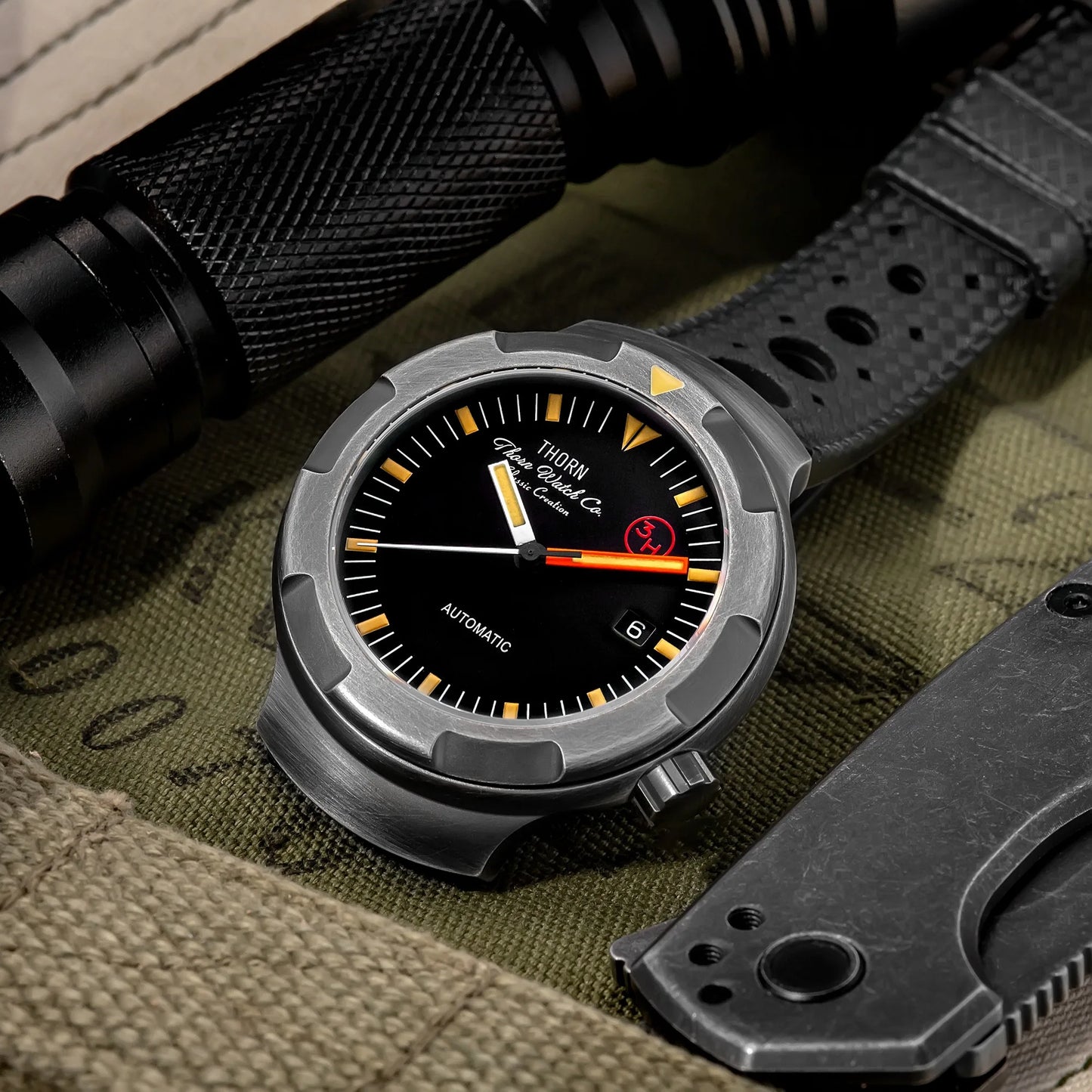 New Thorn Watch T018 PT5000 Movement Sapphire Waterproof Luminous Fluororubber Strap Men's Watches Salutes Classic