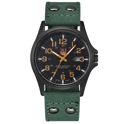 Genuine XINEW Brand Men Watches Black Students Fashion Leather Band Sports Date Quartz Wrist Watch Montre Homme Reloj Hombre