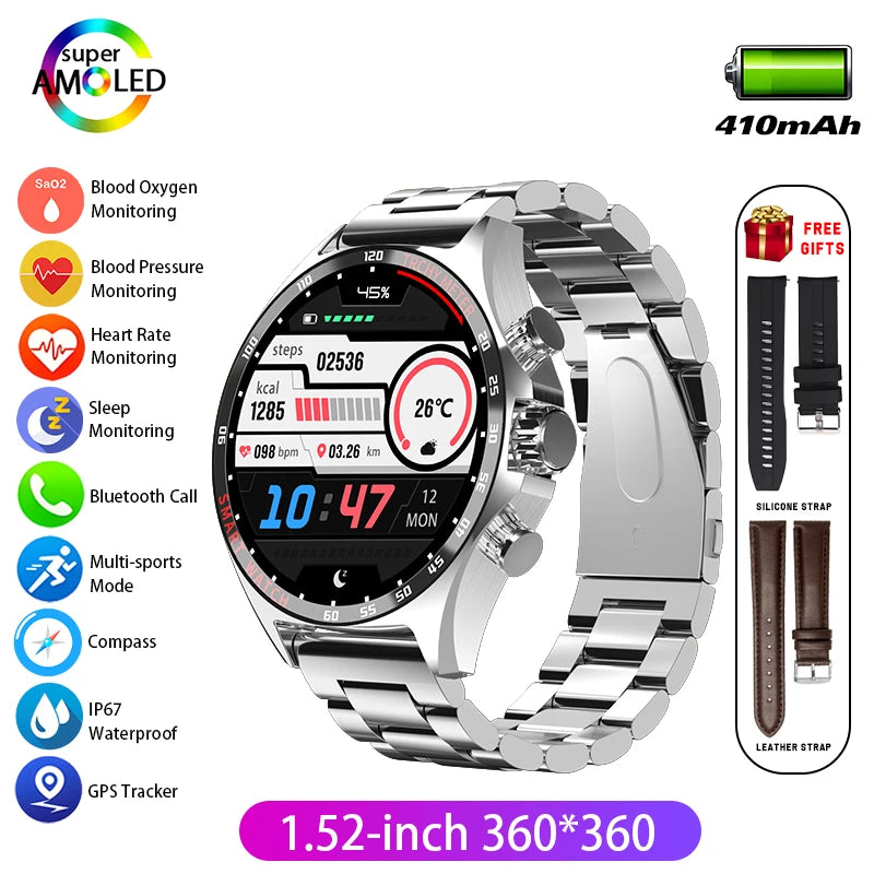 Smart Watchs Men Sport Fitness GPS Tracker Compass Bluetooth Call Heart Rate Health Smartwatch for Huawei Xiaomi Ferrari