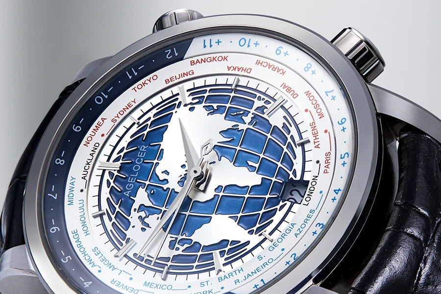 AGELOCER Original World Time Watch Men's Luxury Business Formal Automatic Mechanical Watch Birthday Gift for Men