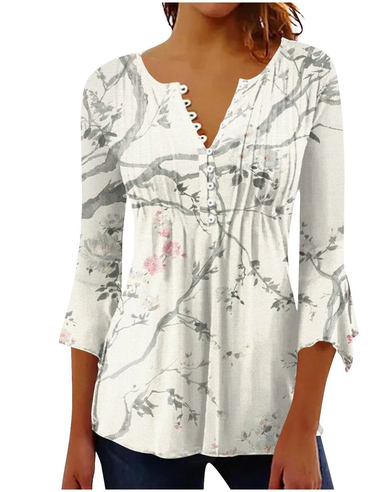 T-Shirt Loose Women'S Comfortable Clothing Shirt 3d Printed Trend Seven-Quarter Sleeve Top