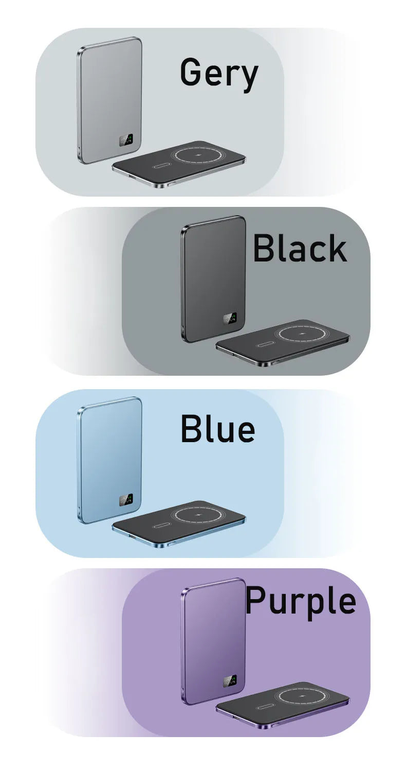 10000mAh Ultra Slim Magnetic Wireless Power Bank PD20W Auxiliary Spare battery For magsafe iphone 16 15 14 13 12 11 pro max F20