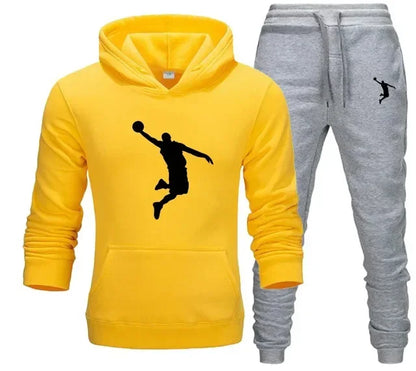 A new 2-piece set for men's casual sports hooded pullovers and sweatpants for outdoor jogging in Europe and America in 2025
