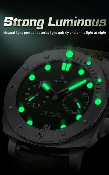 POEDAGAR High Quality Military Watch For Man Waterproof Luminous Date Fashion Men Clock Nylon Leather Quartz Men's Watches Reloj