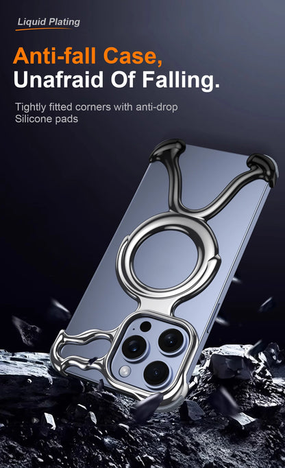 Irregular Geometric Phone Case For Iphone 17 16 15 14 13 Case Hollowed Out Electroplated Four Corners Silicone Shockproof Case