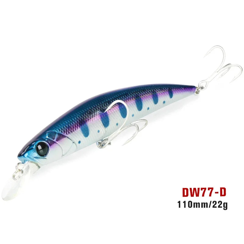 Sinking Minnow 110S DW77 110mm 22g Long Casting Fishing Lure Large Trout Seabass Sea Fishing Hard bait