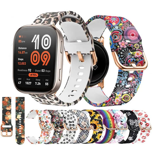 band For Amazfit GTS/4/2/2e/3 GTS2 Mini/GTR 4/3/Pro/47mm/GTR2/2e/stratos 2/3 Bracelet Amazfit Bip 6 5 Printed strap