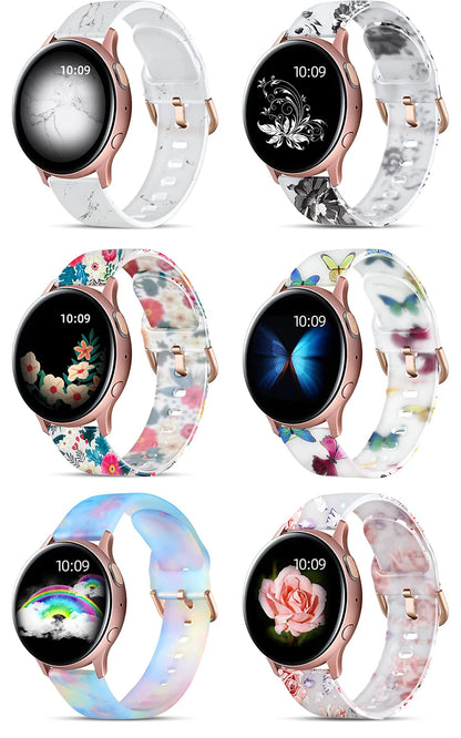 20mm Floral Band For Huami Amazift GTS 4/2/2e/3/GTS2 Mini/GTR 42mm Watch Bracelet Amazfit Bip 3 Pro Transparent Silicone Strap