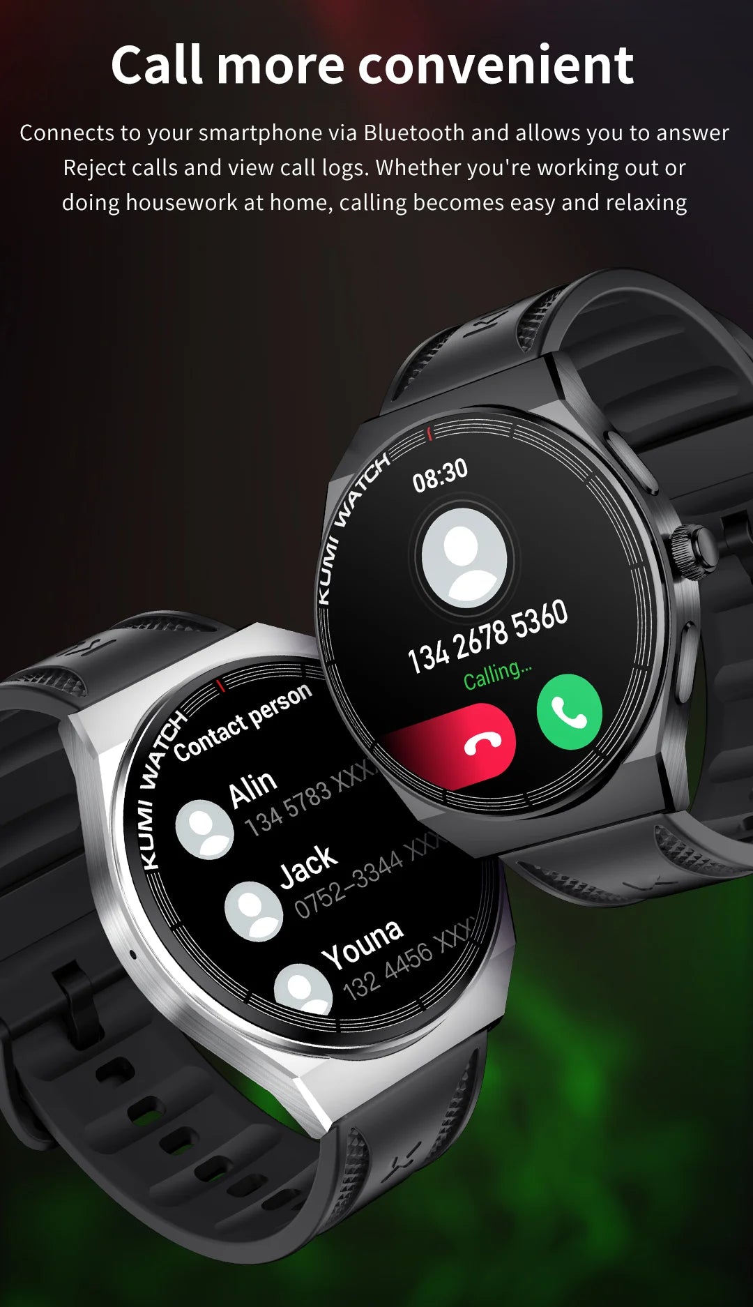 KUMI GT5 Max Smartwatch 1.39inch IPS Full Screen Men Women Bluetooth Call 100+ Sport Heart Rate Tracker IP68Waterproof