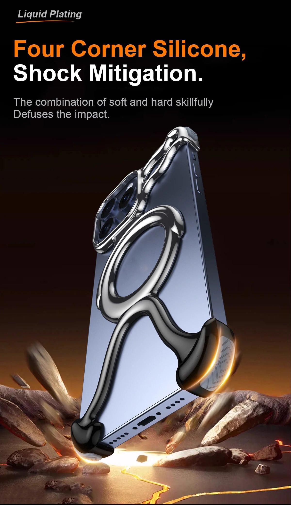 Irregular Geometric Phone Case For Iphone 17 16 15 14 13 Case Hollowed Out Electroplated Four Corners Silicone Shockproof Case