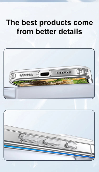 Luxury Tempered Glass Hard Phone Case For iPhone 17 Air 16 15 14 13 12 Pro Max Plus Mini 16E Hybrid Clear Soft Silicone Shell 17